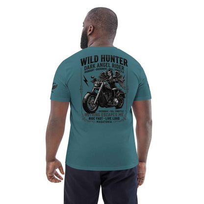 WILD LADY HUNTER T-Shirt - Monotone Biker Graphic Tee | Front, Back & Sleeve Prints | OVERDRIVE Edition | European Fashion Fit