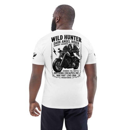 WILD LADY HUNTER T-Shirt - Monotone Biker Graphic Tee | Front, Back & Sleeve Prints | OVERDRIVE Edition | European Fashion Fit
