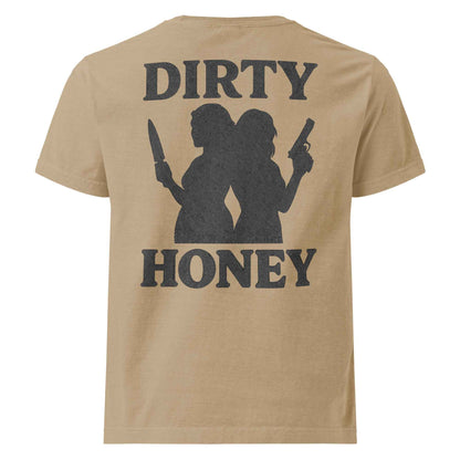 DIRTY HONEY T-Shirt - Dangerous Girls Silhouette Graphic | Oversized Garment-Dyed