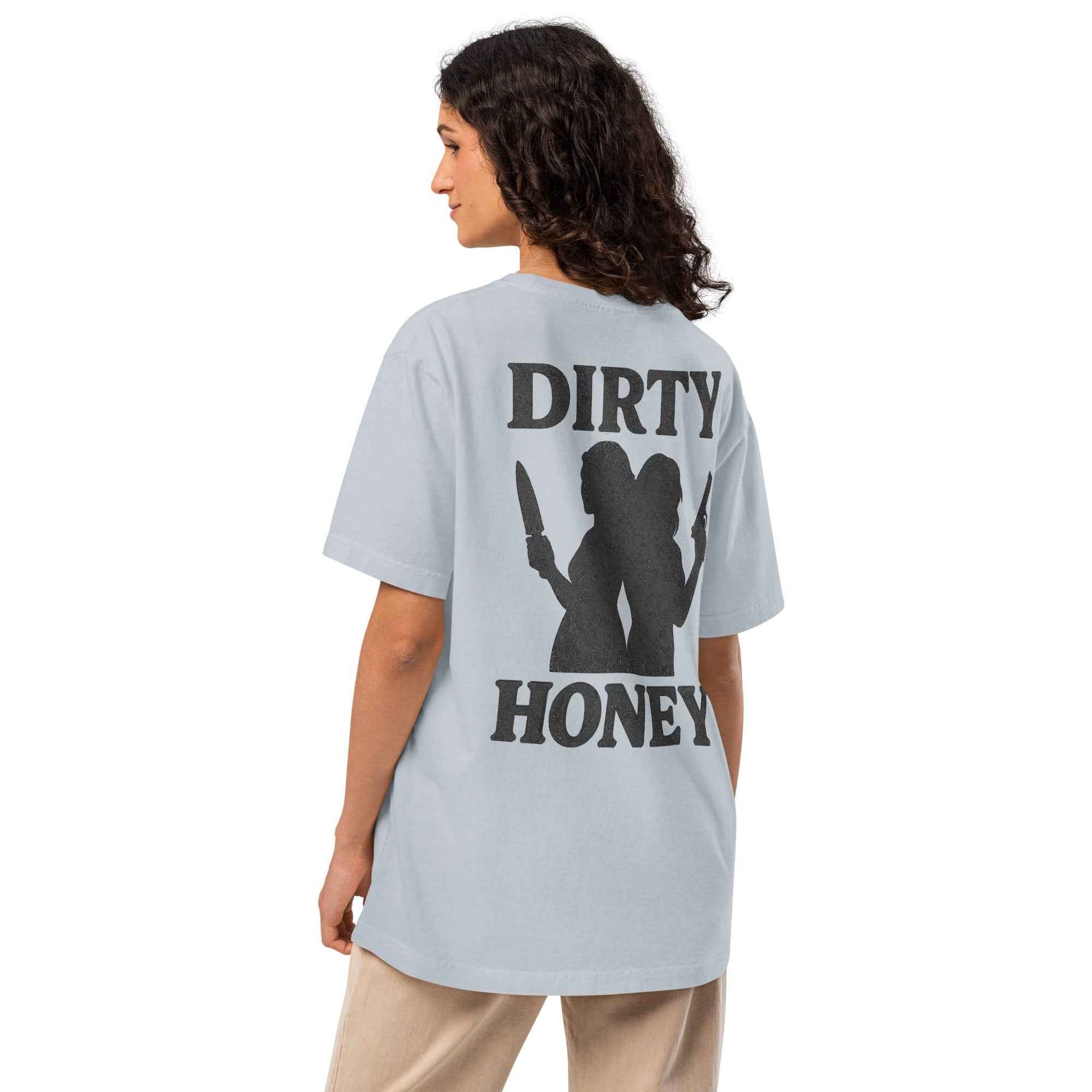 DIRTY HONEY T-Shirt - Dangerous Girls Silhouette Graphic | Oversized Garment-Dyed