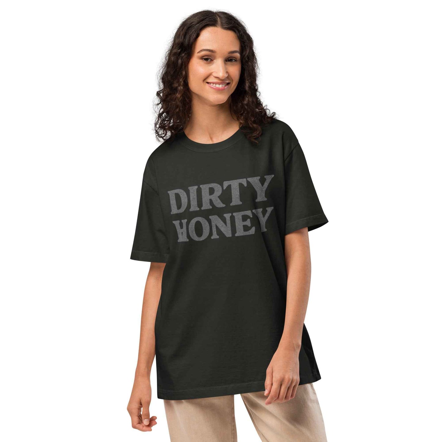 DIRTY HONEY T-Shirt - Dangerous Girls Silhouette Graphic | Oversized Garment-Dyed
