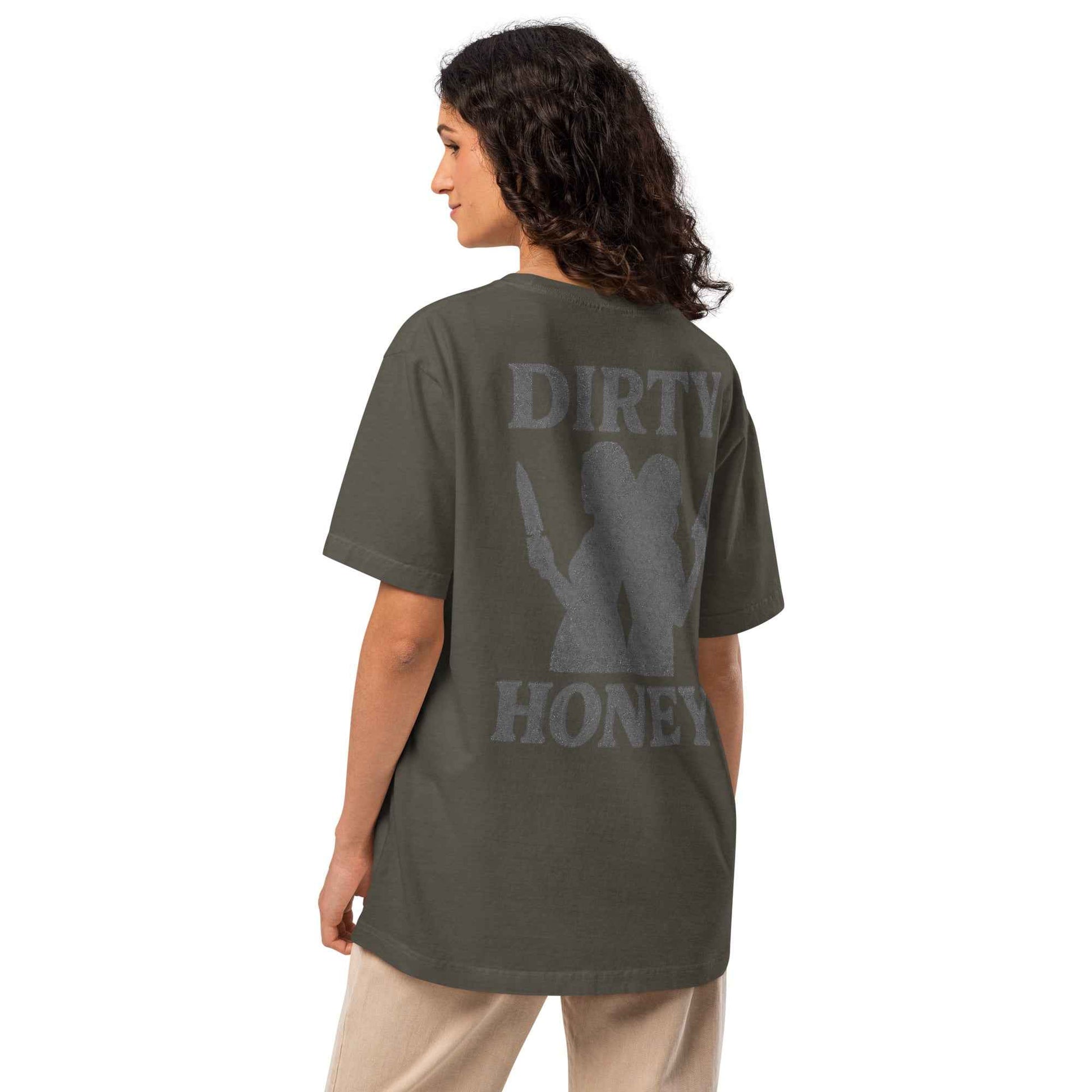 DIRTY HONEY T-Shirt - Dangerous Girls Silhouette Graphic | Oversized Garment-Dyed