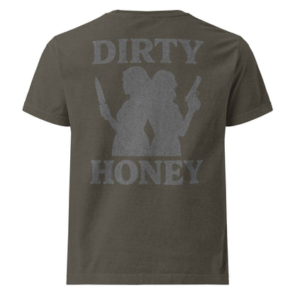 DIRTY HONEY T-Shirt - Dangerous Girls Silhouette Graphic | Oversized Garment-Dyed