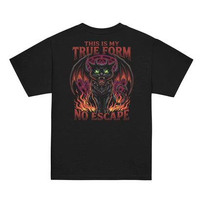 Cute Horror Cat T-Shirt - From Innocent Magic to Demonic Awakening | Youth Classic Tee