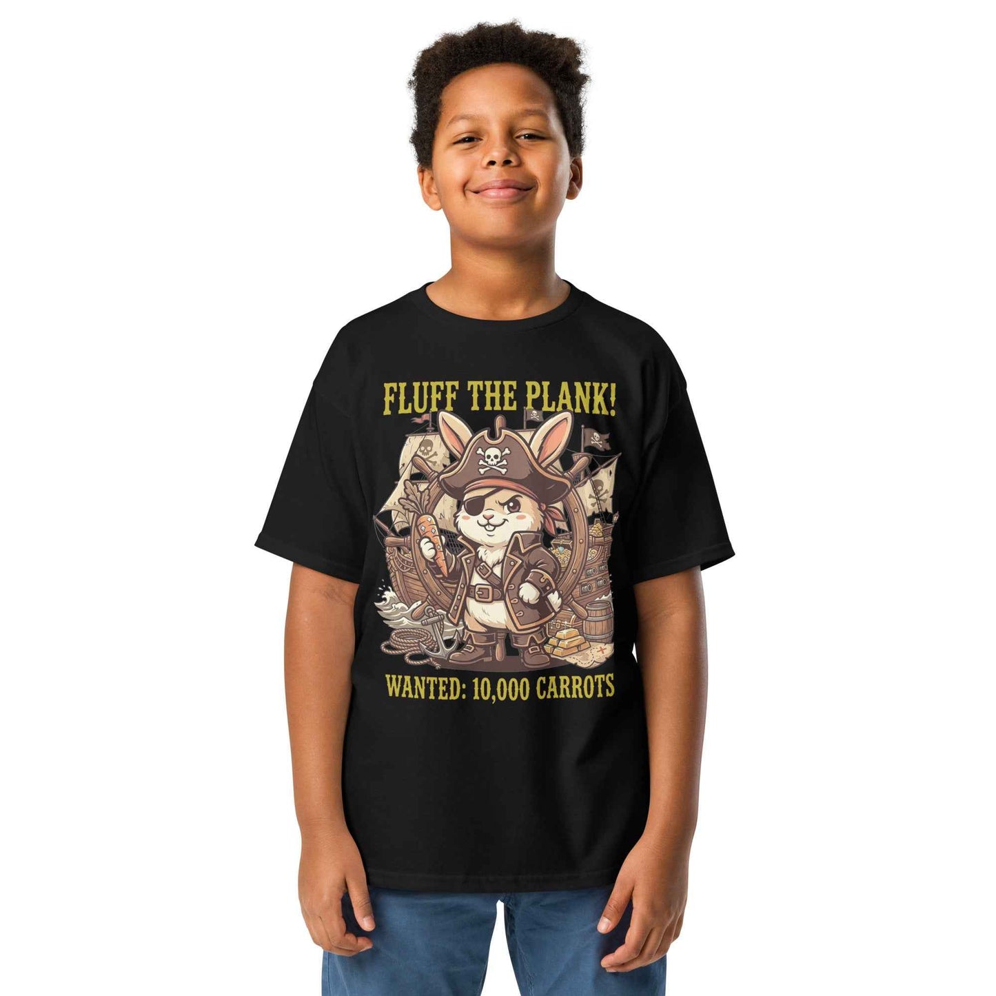 Pirate Rabbit T-Shirt - Captain Bunny WANTED 10,000 Carrots | Youth Classic Tee
