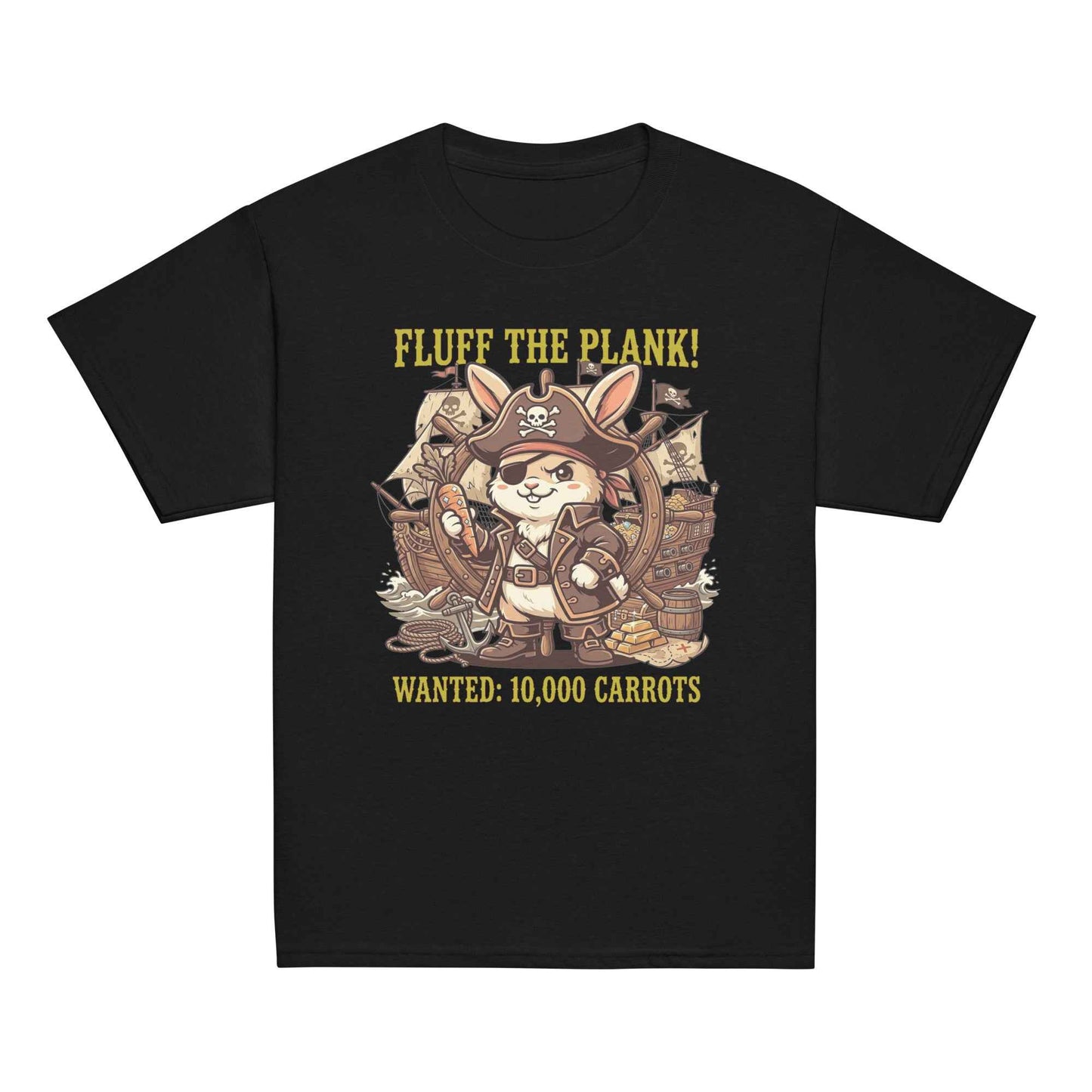 Pirate Rabbit T-Shirt - Captain Bunny WANTED 10,000 Carrots | Youth Classic Tee