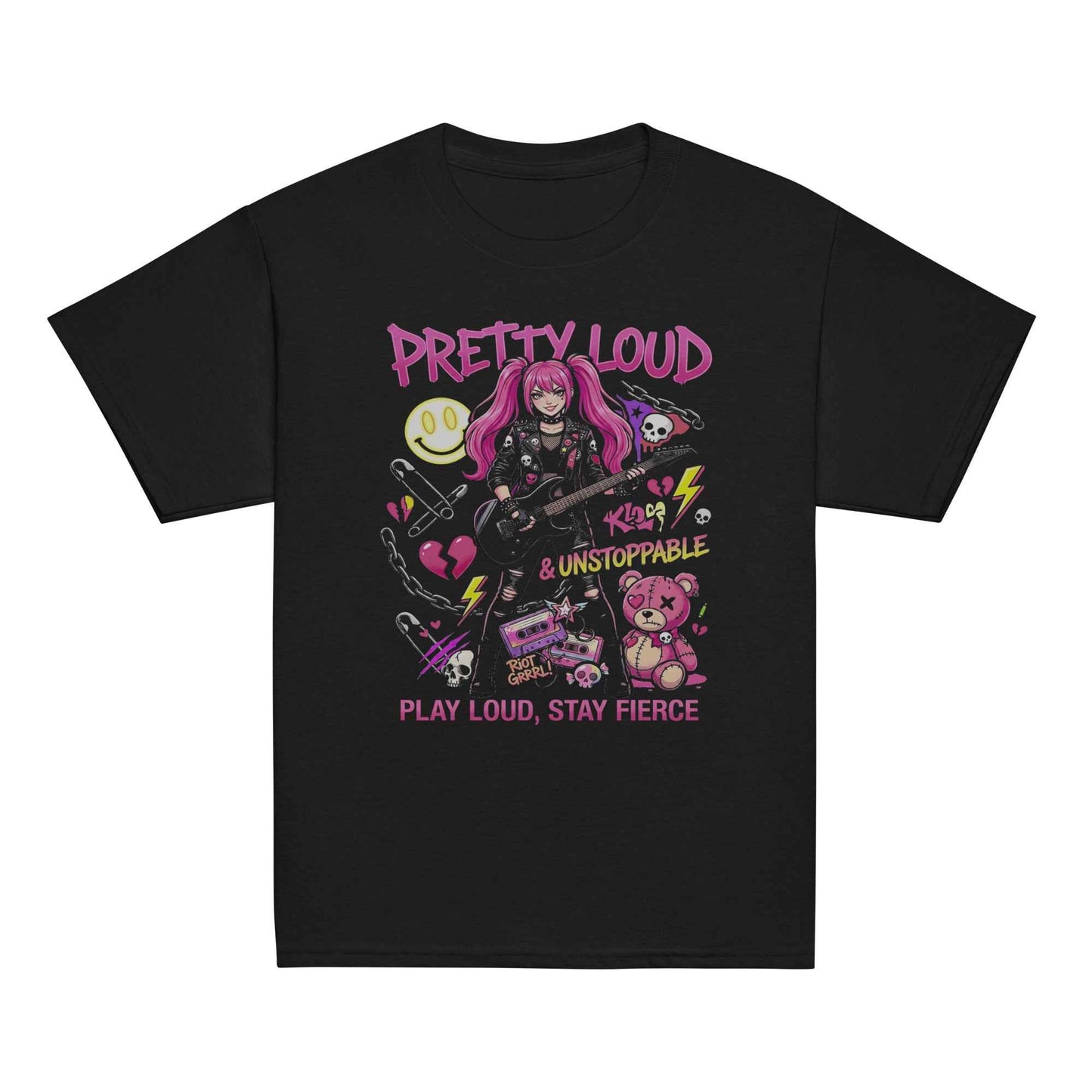 Louder Than Rules – Punk Girl Electric Guitar Graphic T-Shirt | Rock Rebel Streetwear Tee