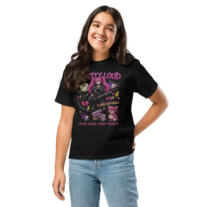 Louder Than Rules – Punk Girl Electric Guitar Graphic T-Shirt | Rock Rebel Streetwear Tee