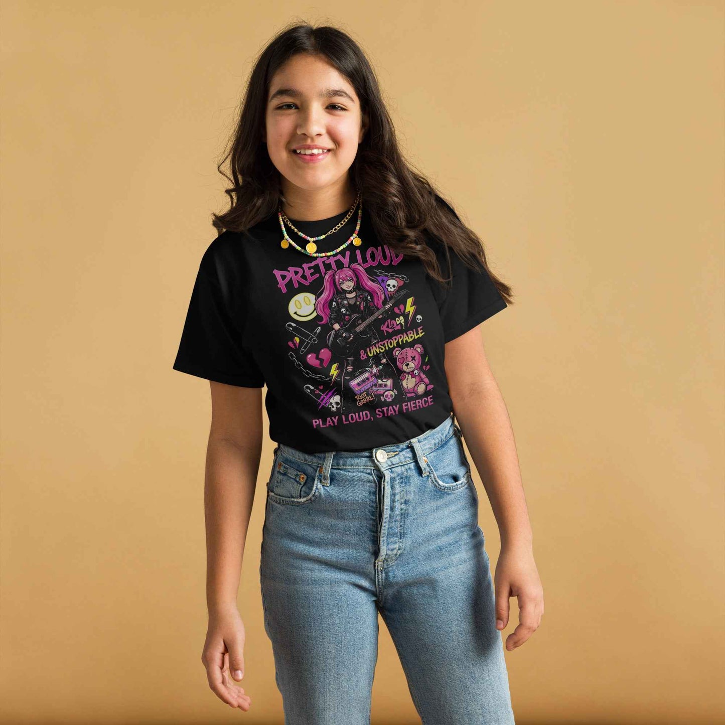 Louder Than Rules – Punk Girl Electric Guitar Graphic T-Shirt | Rock Rebel Streetwear Tee