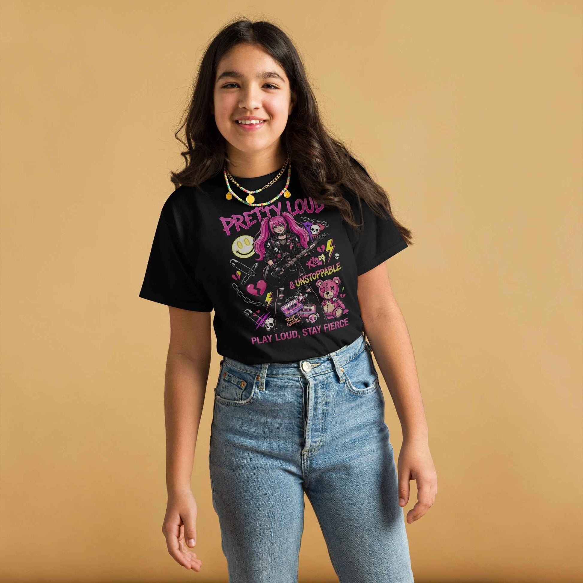 Louder Than Rules – Punk Girl Electric Guitar Graphic T-Shirt | Rock Rebel Streetwear Tee