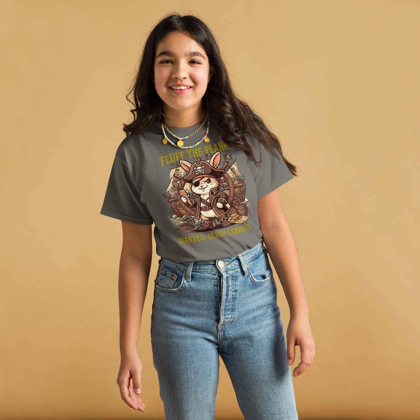 Pirate Rabbit T-Shirt - Captain Bunny WANTED 10,000 Carrots | Youth Classic Tee