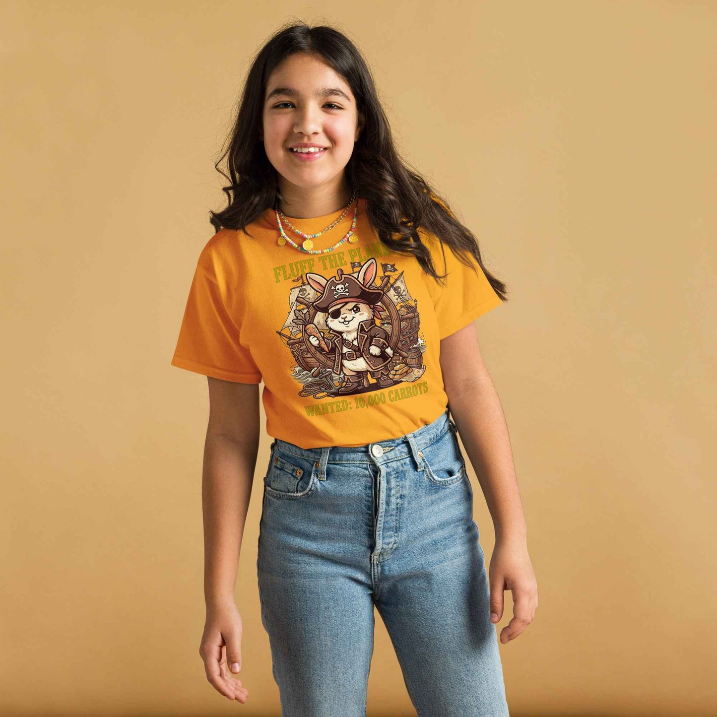 Pirate Rabbit T-Shirt - Captain Bunny WANTED 10,000 Carrots | Youth Classic Tee