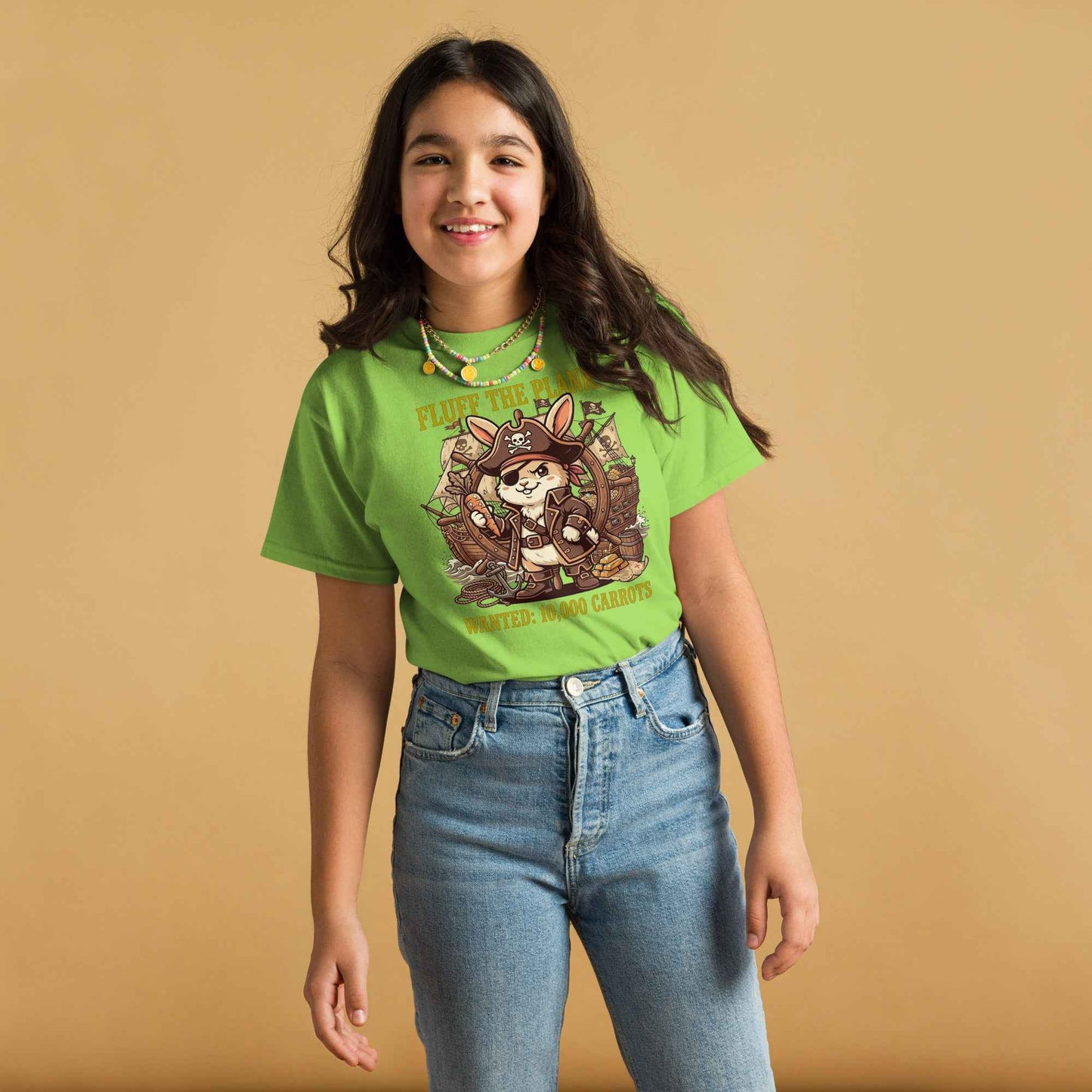 Pirate Rabbit T-Shirt - Captain Bunny WANTED 10,000 Carrots | Youth Classic Tee