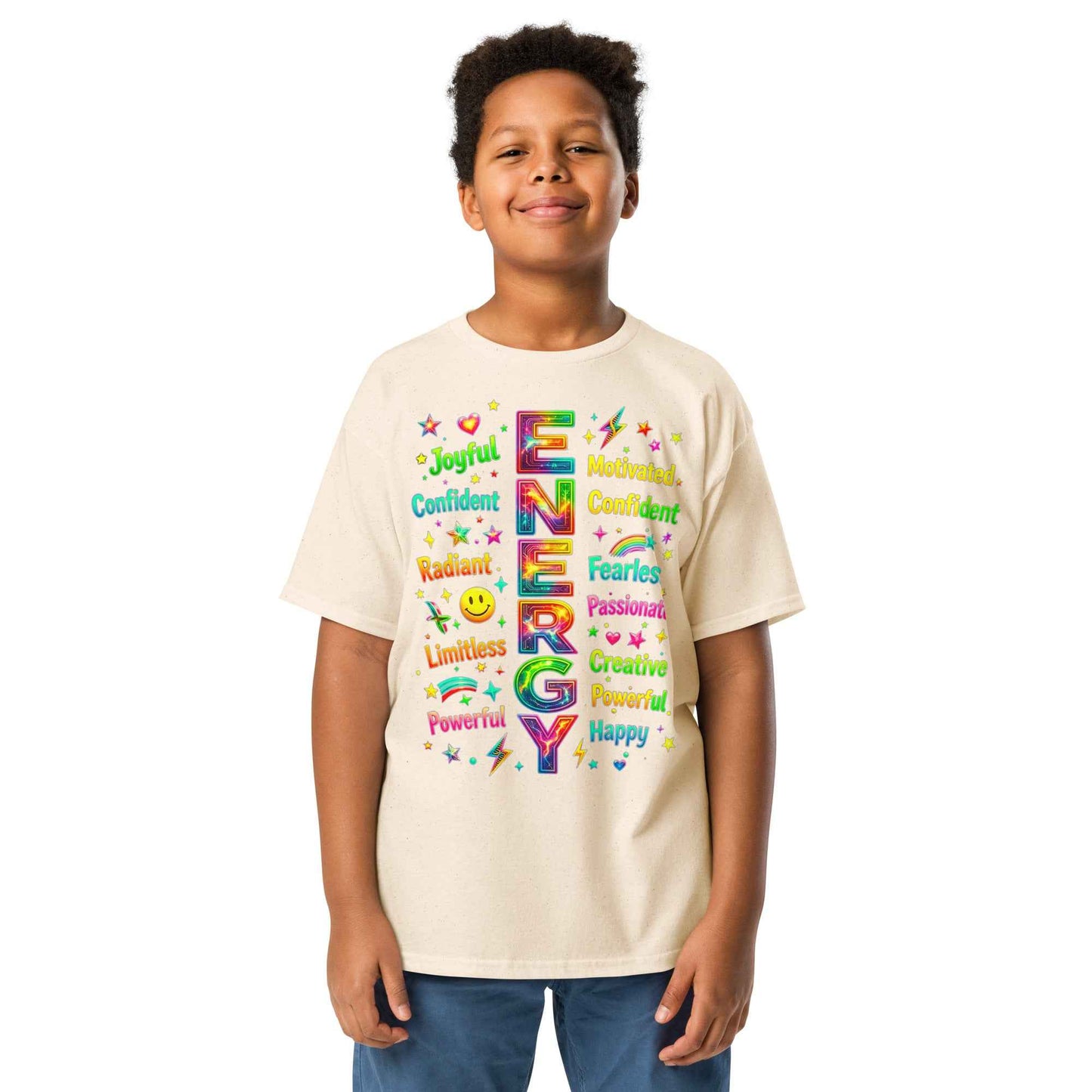 Positive Energy Typography T-Shirt - Motivational Word Art | Premium Cotton