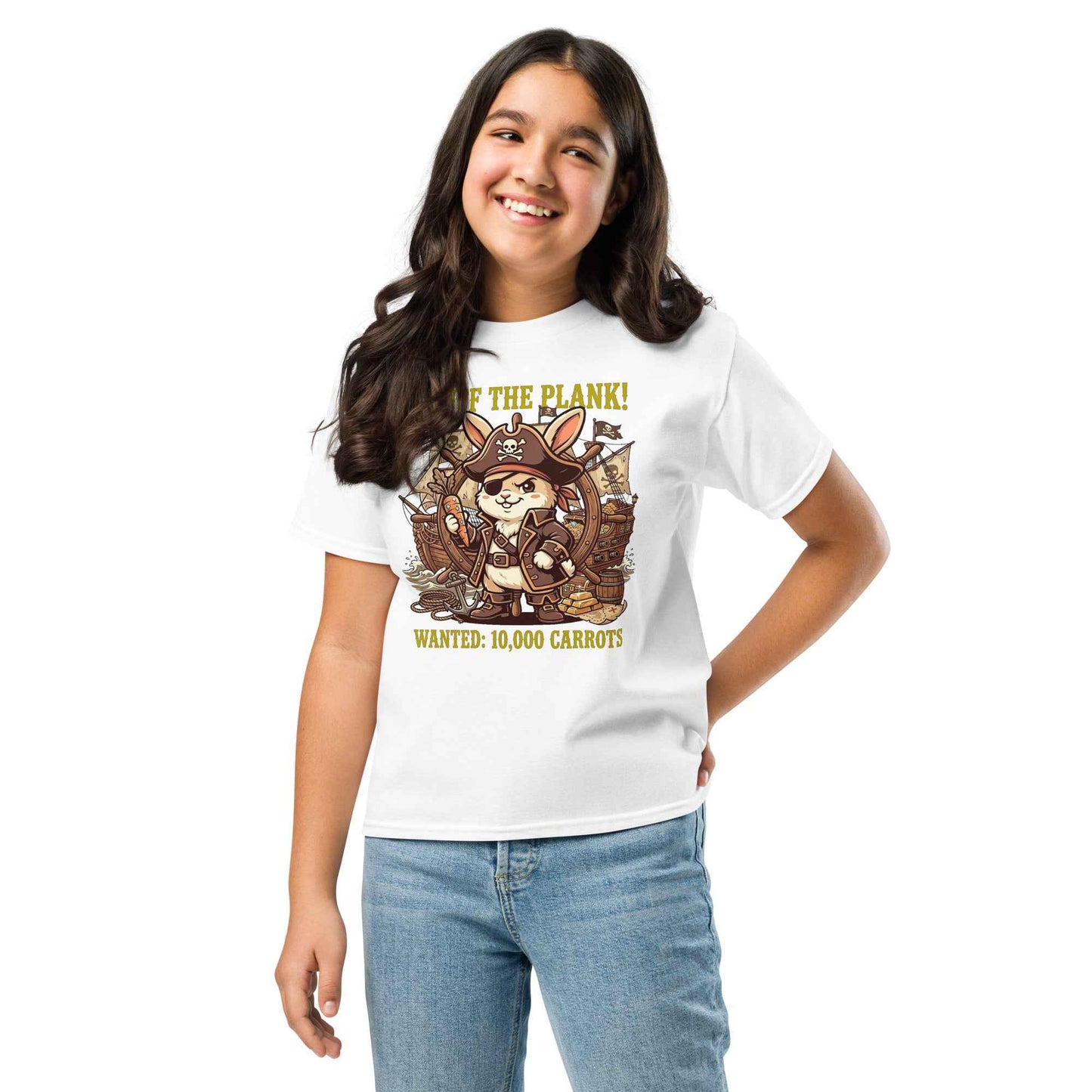 Pirate Rabbit T-Shirt - Captain Bunny WANTED 10,000 Carrots | Youth Classic Tee