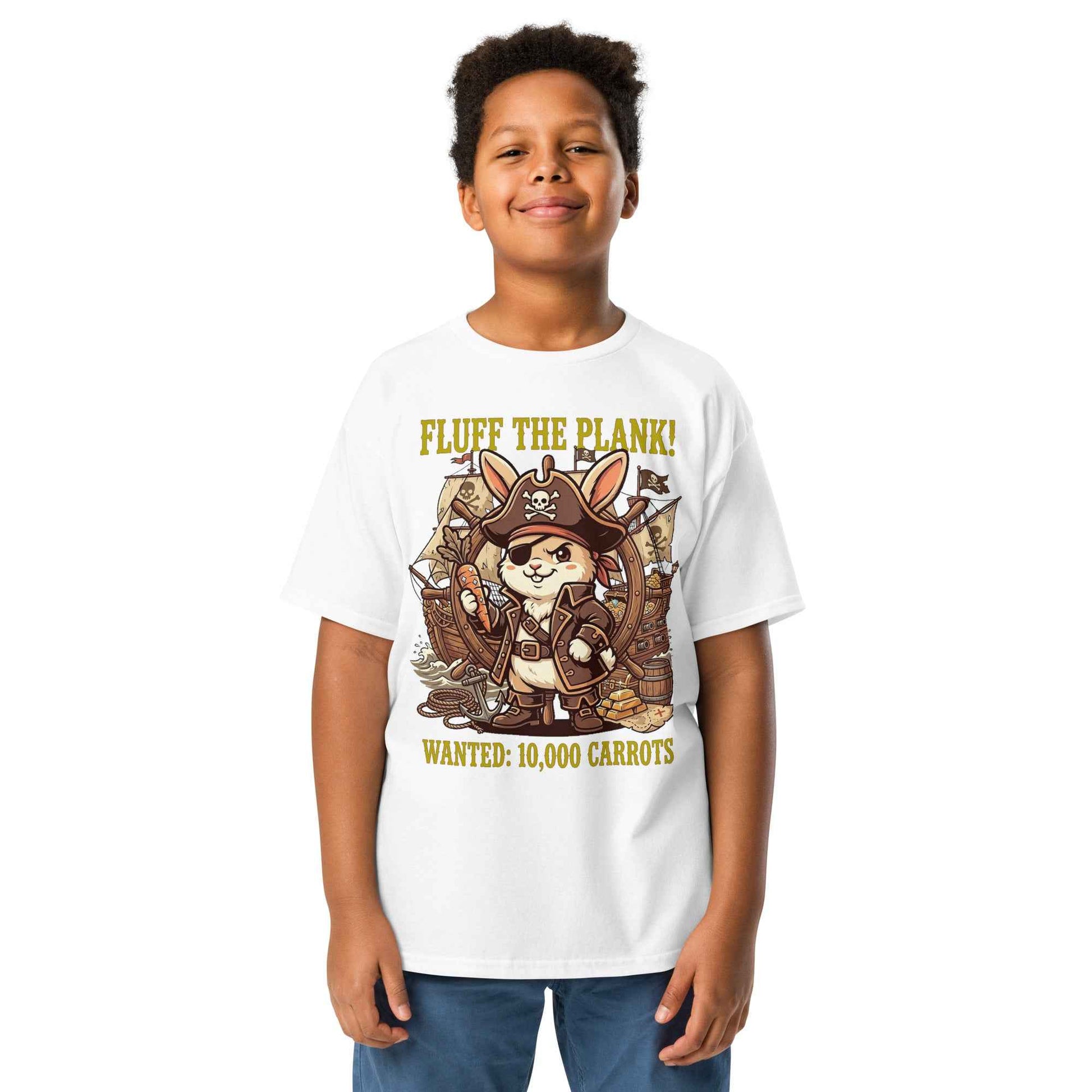 Pirate Rabbit T-Shirt - Captain Bunny WANTED 10,000 Carrots | Youth Classic Tee